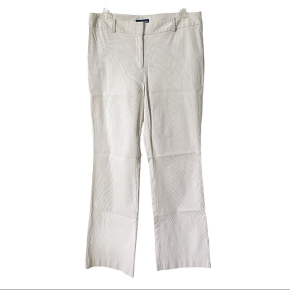 Ann Taylor Womans‎ Striped Ivory Mid Rise Casual Cotton Stretch Dress Pant 10 - Picture 1 of 10